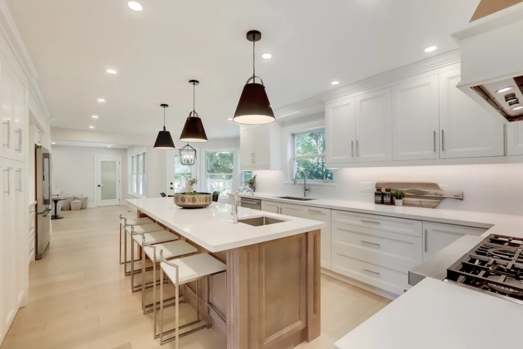 Explore stunning photos of a renovated luxury kitchen and dining room. Modern, trendy, exclusive, and amazing design await.